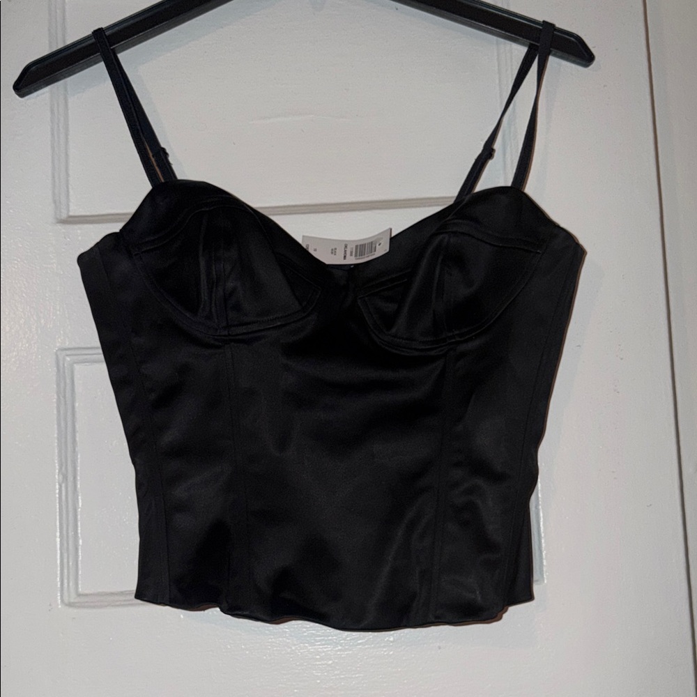 Wilfred Black Satin Bustier Top